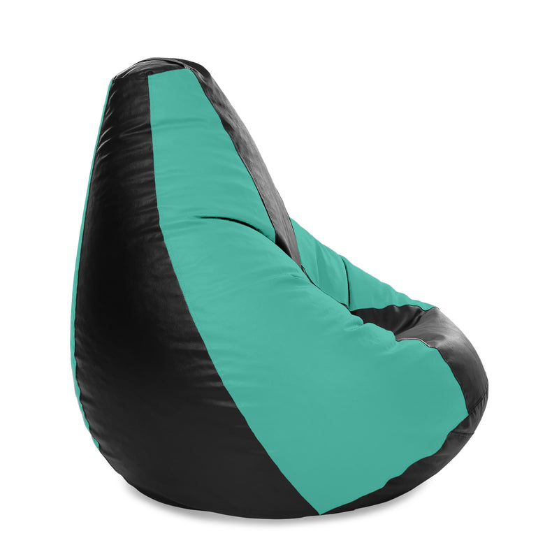 Style Homez Premium Leatherette Classic Jumbo Bean Bag Jumbo Size SAC Black Teal Color, Cover Only