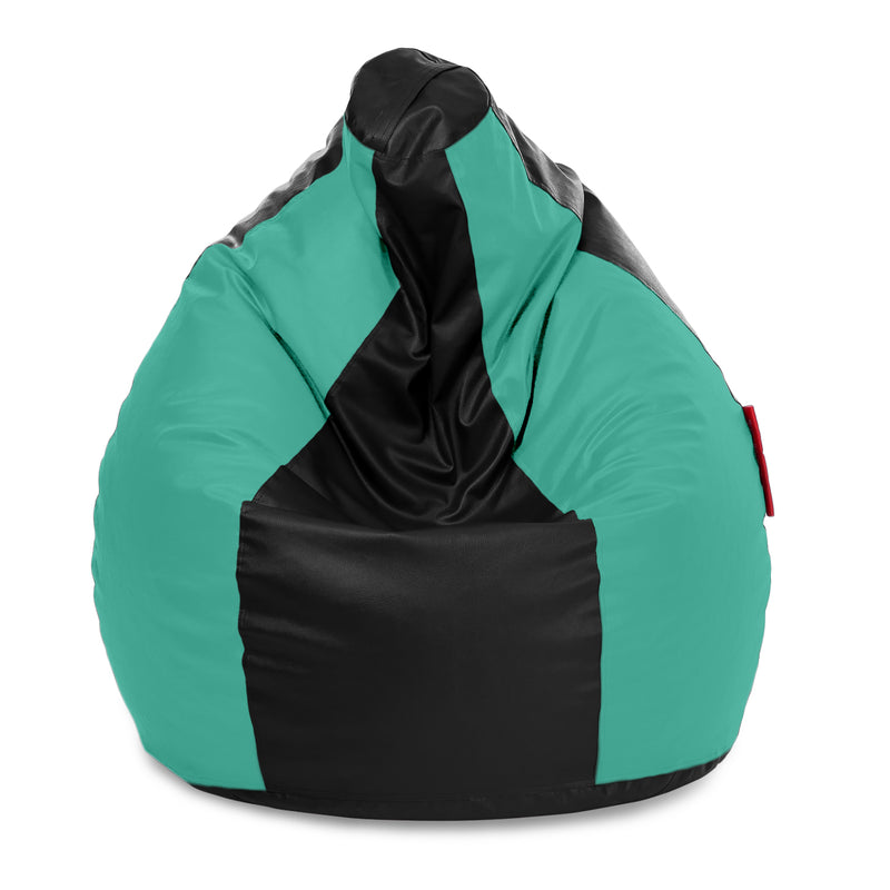 Style Homez Premium Leatherette Classic Jumbo Bean Bag Jumbo Size SAC Black Teal Color, Cover Only