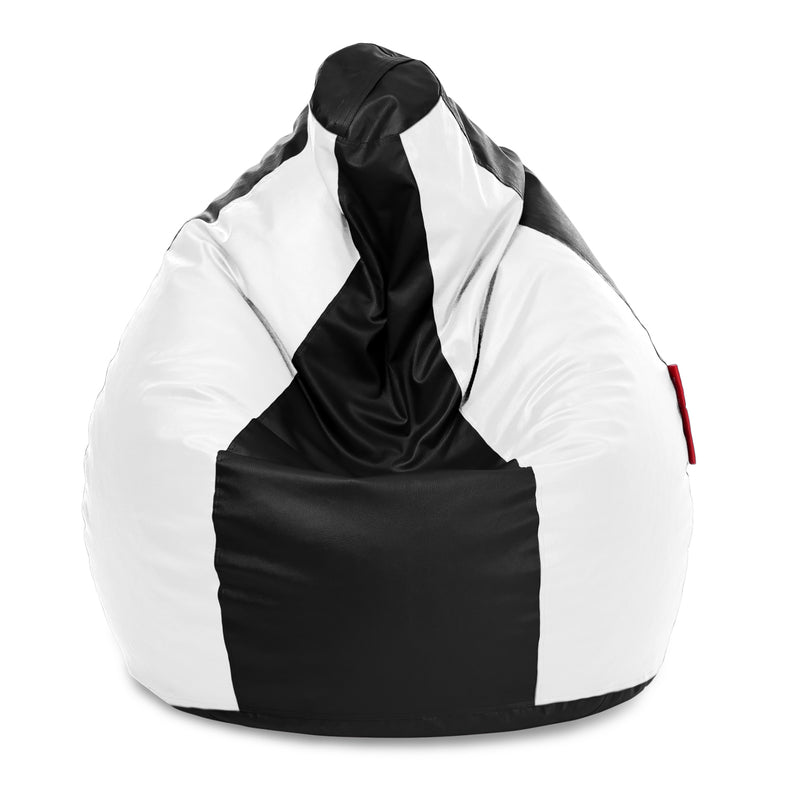 Style Homez Premium Leatherette Classic Jumbo Bean Bag Jumbo Size SAC Black White Color, Cover Only
