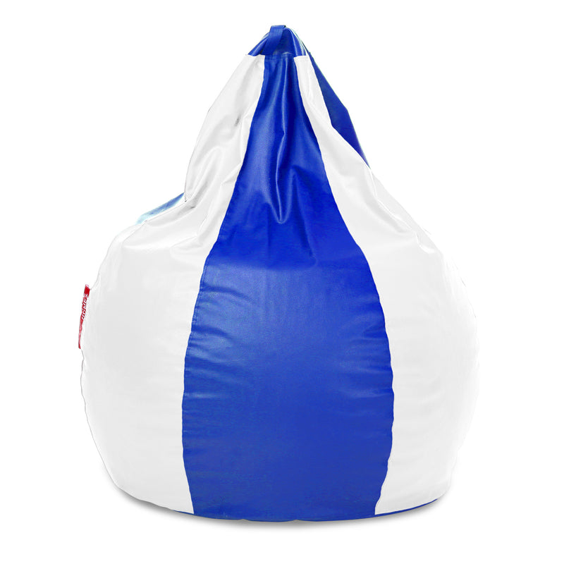 Style Homez Premium Leatherette Classic Jumbo Bean Bag Jumbo Size SAC Blue White Color, Cover Only