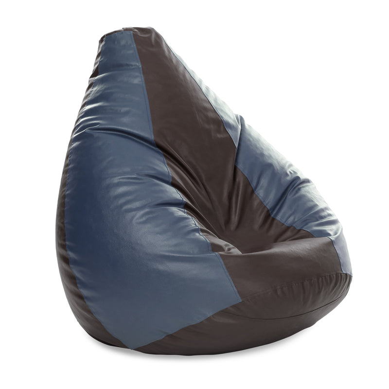 Style Homez Premium Leatherette Classic Jumbo Bean Bag Jumbo Size SAC Brown Grey Color Filled with Beans Fillers