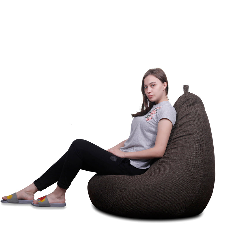 Style Homez ORGANIX Collection, Classic Bean Bag JUMBO SAC Size Chocolate Brown Color in Organic Jute Fabric, Filled with Beans Fillers