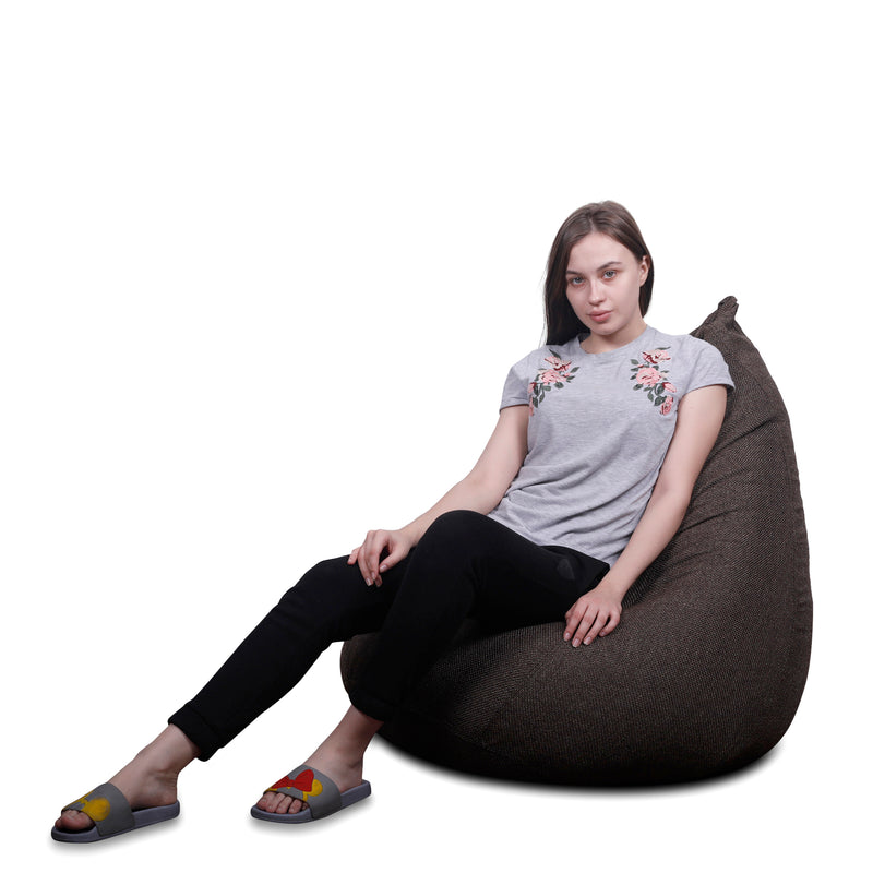 Style Homez ORGANIX Collection, Classic Bean Bag JUMBO SAC Size Chocolate Brown Color in Organic Jute Fabric, Filled with Beans Fillers
