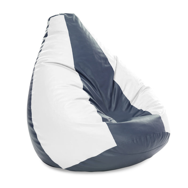 Style Homez Premium Leatherette Classic Jumbo Bean Bag Jumbo Size SAC Grey White Color, Cover Only