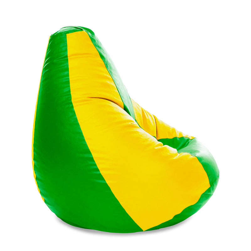 Style Homez Premium Leatherette Classic Jumbo Bean Bag Jumbo Size SAC Green Yellow Color, Cover Only