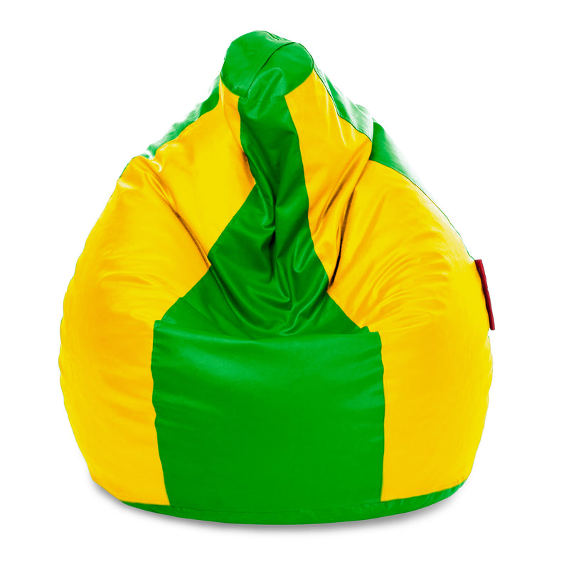 Style Homez Premium Leatherette Classic Jumbo Bean Bag Jumbo Size SAC Green Yellow Color, Cover Only