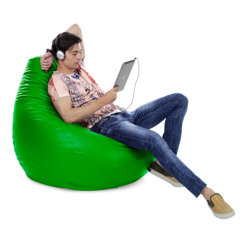 Style Homez Premium Leatherette Classic Jumbo Bean Bag Jumbo Size SAC Green Color Cover Only