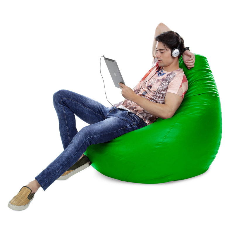 Style Homez Premium Leatherette Classic Jumbo Bean Bag Jumbo Size SAC Green Color Cover Only