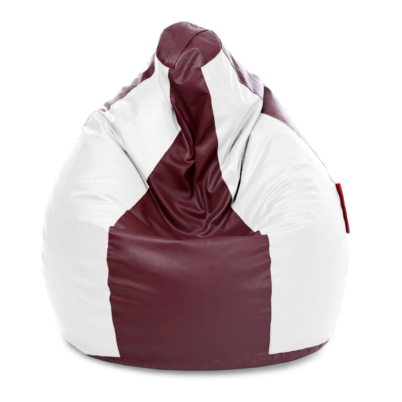 Style Homez Premium Leatherette Classic Jumbo Bean Bag Jumbo Size SAC Maroon White Color, Cover Only