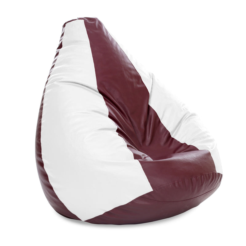 Style Homez Premium Leatherette Classic Jumbo Bean Bag Jumbo Size SAC Maroon White Color, Cover Only