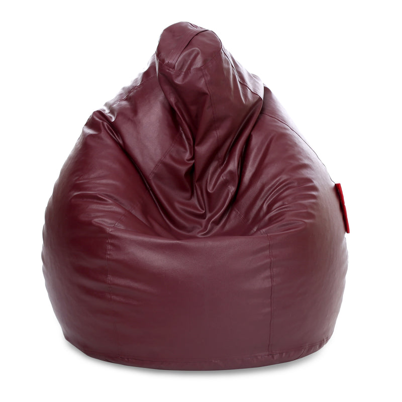 Style Homez Premium Leatherette Classic Jumbo Bean Bag Jumbo Size SAC Maroon Color Filled with Beans Fillers