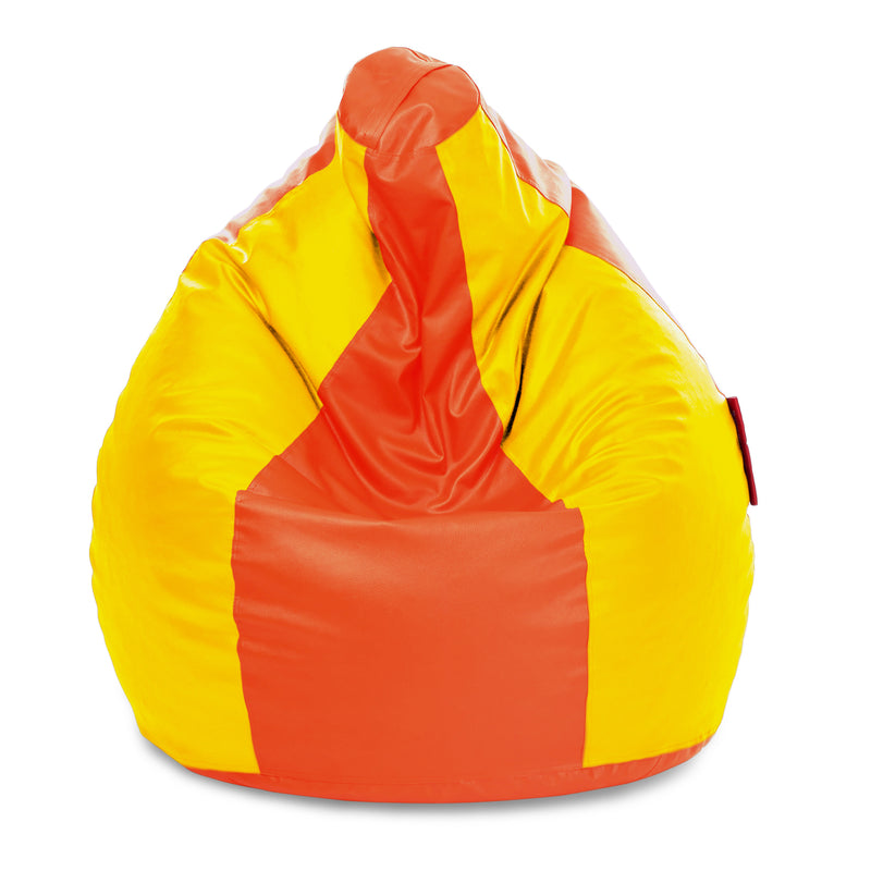 Style Homez Premium Leatherette Classic Jumbo Bean Bag Jumbo Size SAC Orange Yellow Color, Cover Only