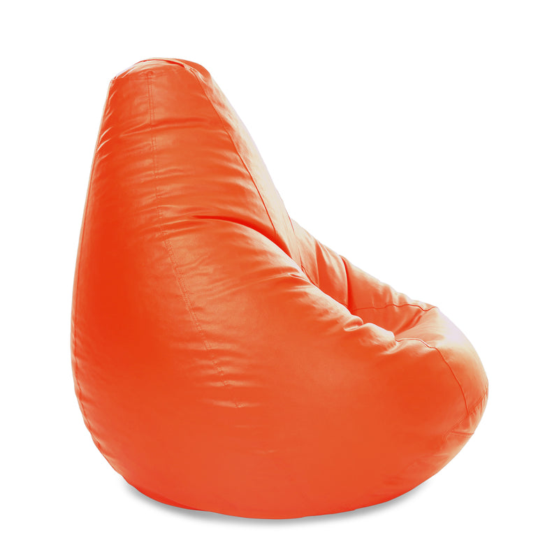Style Homez Premium Leatherette Classic Jumbo Bean Bag Jumbo Size SAC Orange Color Filled with Beans Fillers