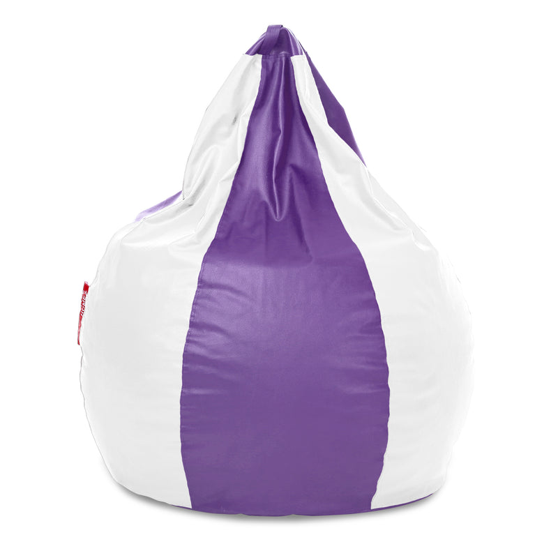 Style Homez Premium Leatherette Classic Jumbo Bean Bag Jumbo Size SAC Purple White Color, Cover Only