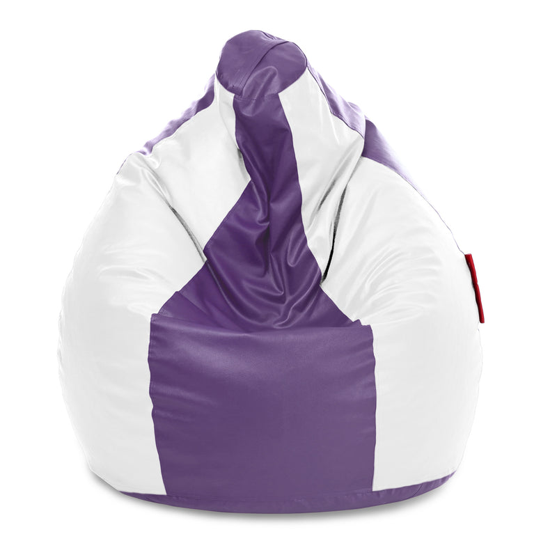Style Homez Premium Leatherette Classic Jumbo Bean Bag Jumbo Size SAC Purple White Color, Cover Only