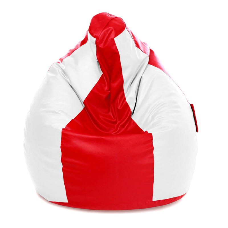 Style Homez Premium Leatherette Classic Jumbo Bean Bag Jumbo Size SAC Red White Color, Cover Only