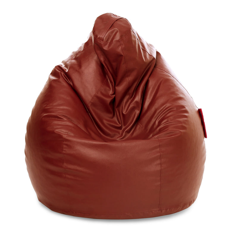 Style Homez Premium Leatherette Classic Jumbo Bean Bag Jumbo Size SAC TAN Color Filled with Beans Fillers