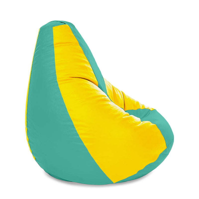 Style Homez Premium Leatherette Classic Jumbo Bean Bag Jumbo Size SAC Teal Yellow Color, Cover Only