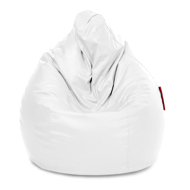 Style Homez Premium Leatherette Classic Jumbo Bean Bag Jumbo Size SAC White Color Filled with Beans Fillers