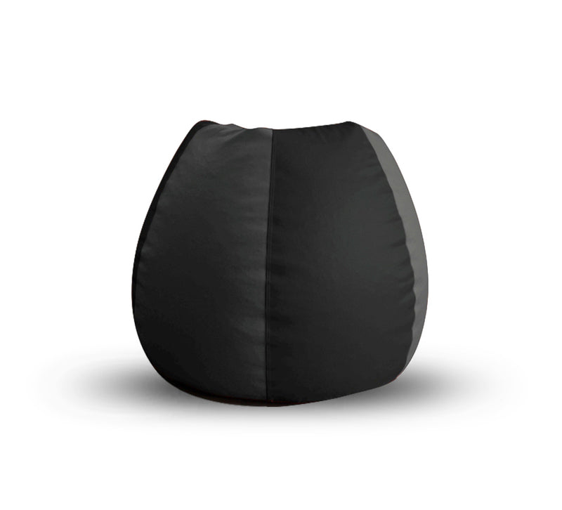 Style Homez Premium Leatherette Classic Bean Bag XL Size Black Grey Color Filled with Beans Fillers