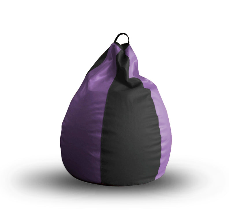 Style Homez Premium Leatherette Classic Bean Bag Size XL Black Purple Color, Cover Only