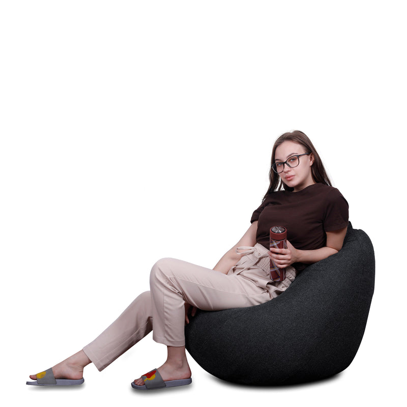 Style Homez ORGANIX Collection, Classic Bean Bag XL Size Black Color in Organic Jute Fabric, Cover Only