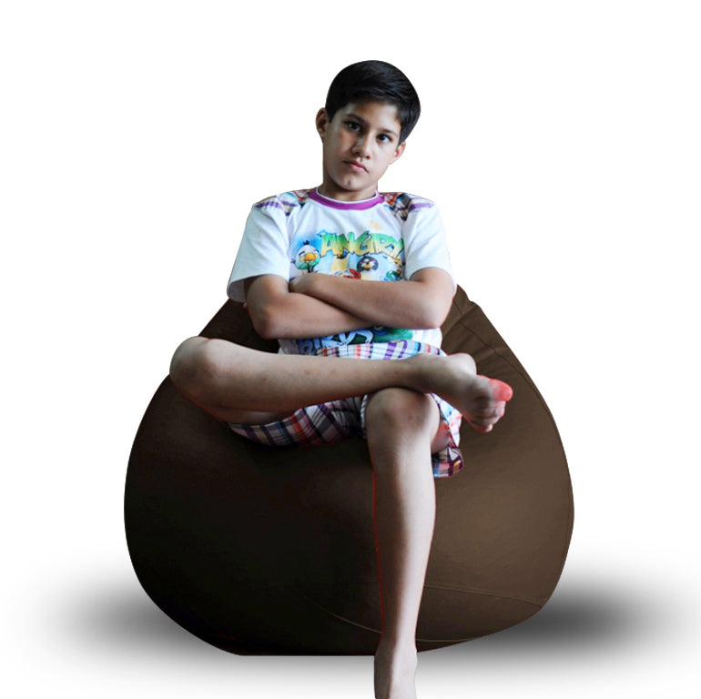 Style Homez Premium Leatherette Classic Bean Bag XL Size Chocolate Brown Color Filled with Beans Fillers