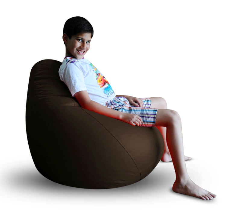 Style Homez Premium Leatherette Classic Bean Bag XL Size Chocolate Brown Color Filled with Beans Fillers