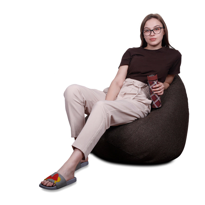 Style Homez ORGANIX Collection, Classic Bean Bag XL Size Chocolate Brown Color in Organic Jute Fabric, Filled with Beans Fillers