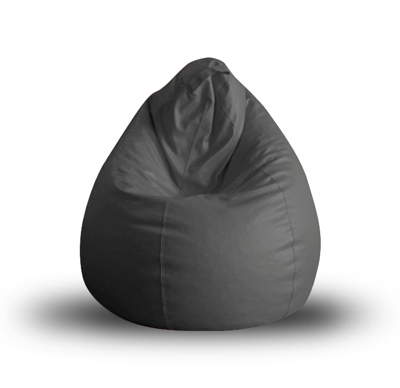 Style Homez Premium Leatherette Classic Bean Bag XL Size Grey Color Filled with Beans Fillers