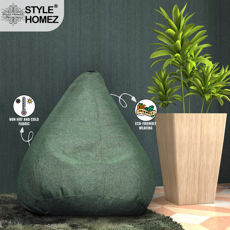 Style Homez ORGANIX Collection, Classic Bean Bag XL Size Green Color in Organic Jute Fabric, Cover Only