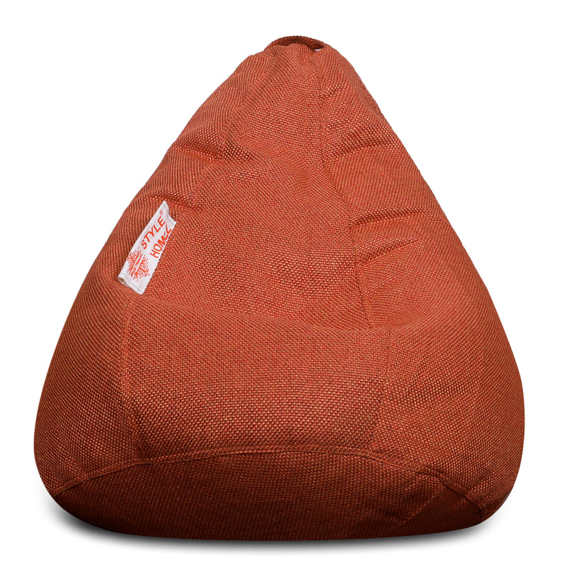 Style Homez ORGANIX Collection, Classic Bean Bag XL Size Orange Color in Organic Jute Fabric, Filled with Beans Fillers