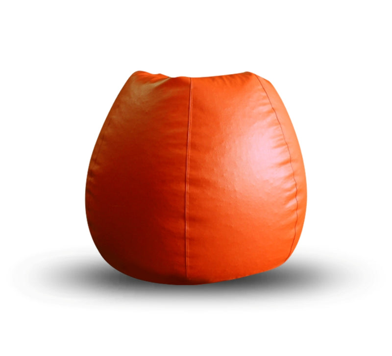 Style Homez Premium Leatherette Classic Bean Bag XL Size Orange Color Filled with Beans Fillers