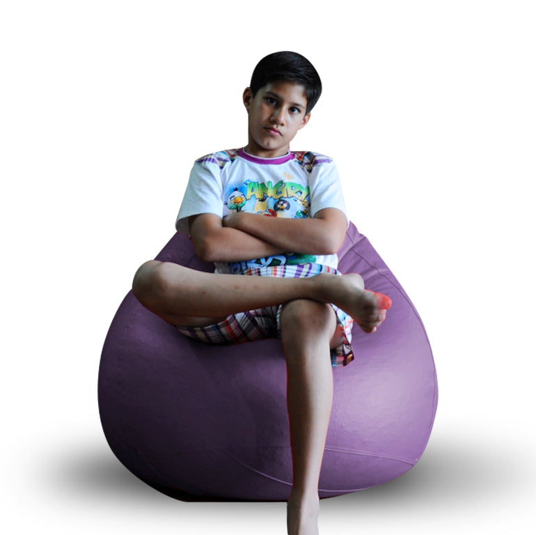 Style Homez Premium Leatherette Classic Bean Bag XL Size Purple Color Filled with Beans Fillers