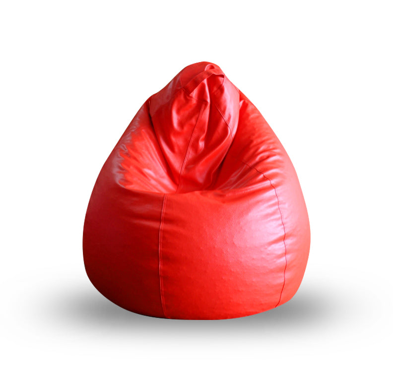 Style Homez Premium Leatherette Classic Bean Bag XL Size Red Color Filled with Beans Fillers