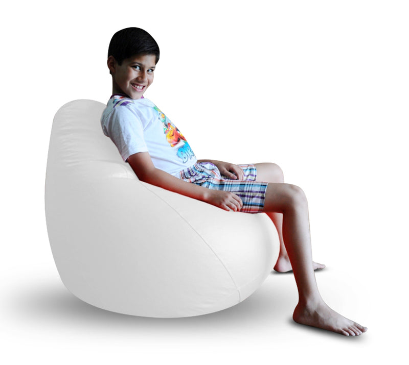 Style Homez Premium Leatherette Classic Bean Bag XL Size White Color, Cover Only