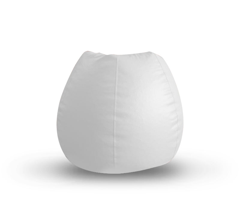 Style Homez Premium Leatherette Classic Bean Bag XL Size White Color Filled with Beans Fillers