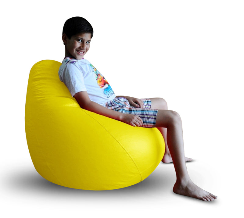 Style Homez Premium Leatherette Classic Bean Bag XL Size Yellow Color, Cover Only