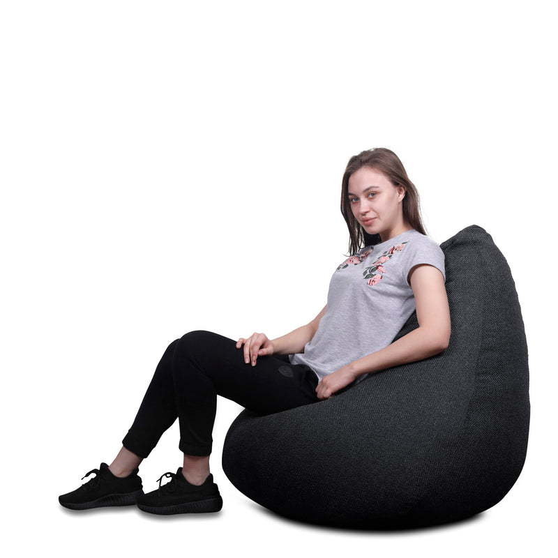 Style Homez ORGANIX Collection, Classic Bean Bag XXL Size Black Color in Organic Jute Fabric, Cover Only