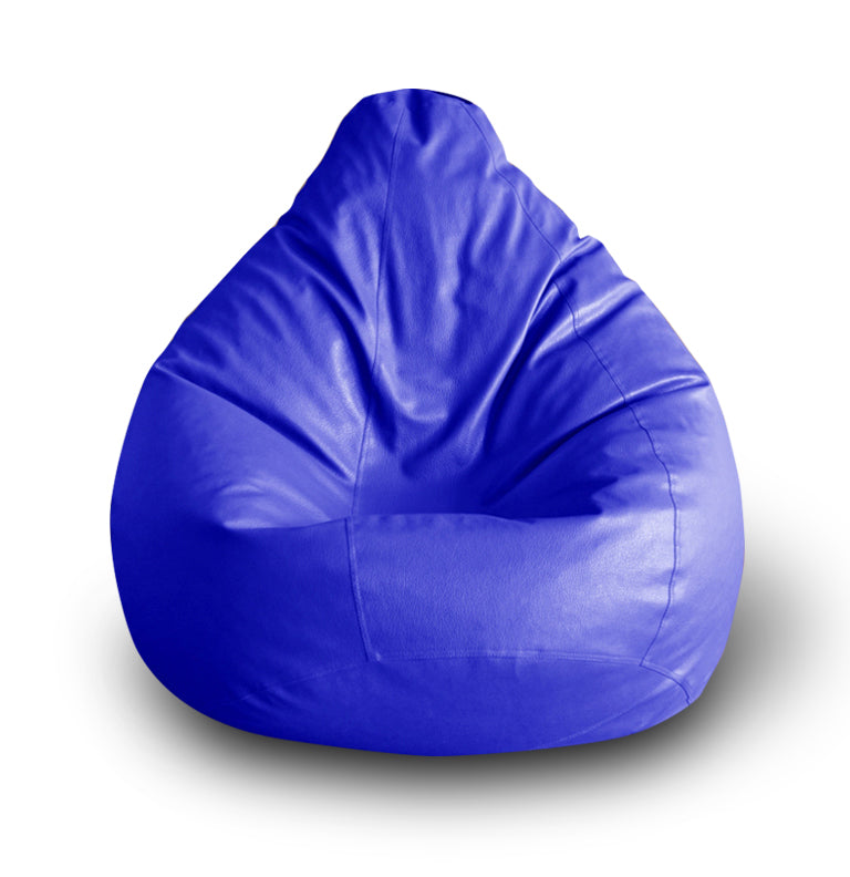 Style Homez Premium Leatherette Classic Bean Bag XXL Size Royal Blue Color Filled with Beans Fillers