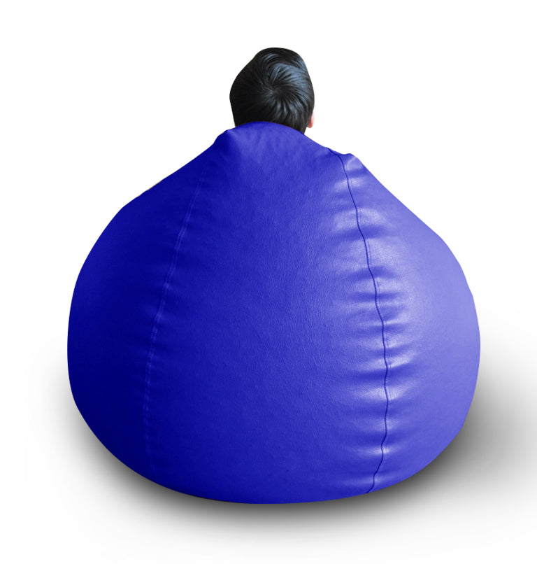 Style Homez Premium Leatherette Classic Bean Bag XXL Size Royal Blue Color Filled with Beans Fillers