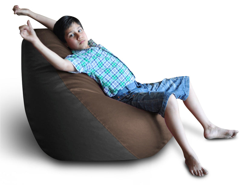 Style Homez Premium Leatherette Classic Bean Bag Size XXL Brown Grey Color, Cover Only