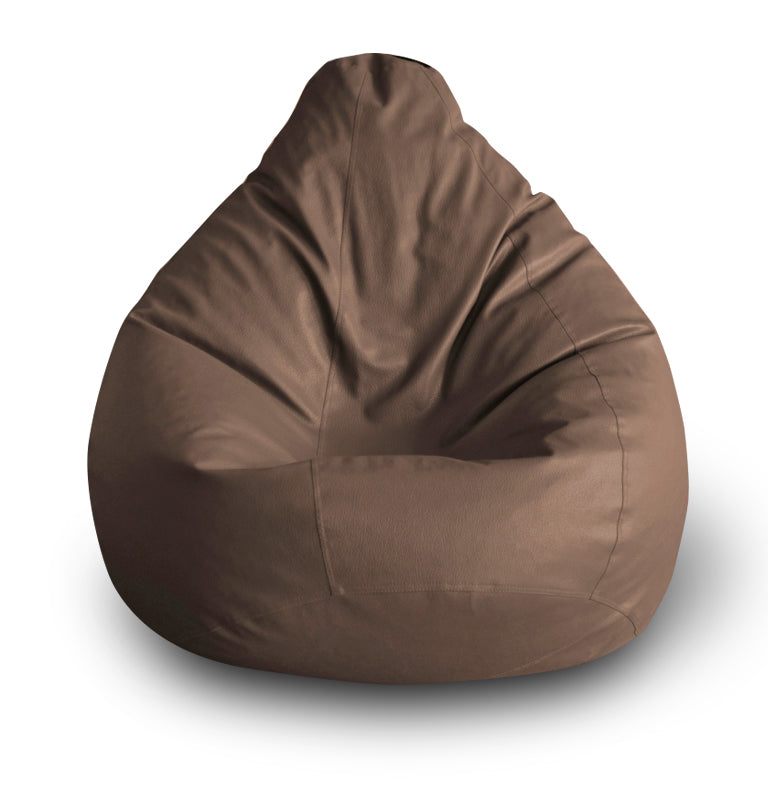 Style Homez Premium Leatherette Classic Bean Bag XXL Size Chocolate Brown Color Filled with Beans Fillers