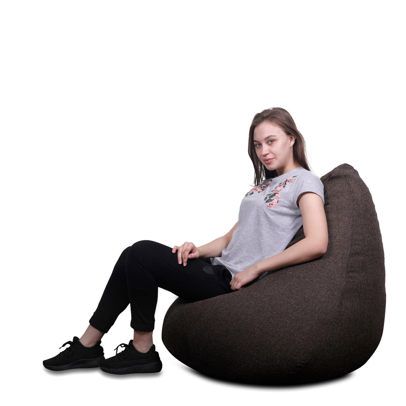 Style Homez ORGANIX Collection, Classic Bean Bag XXL Size Chocolate Brown Color in Organic Jute Fabric, Cover Only