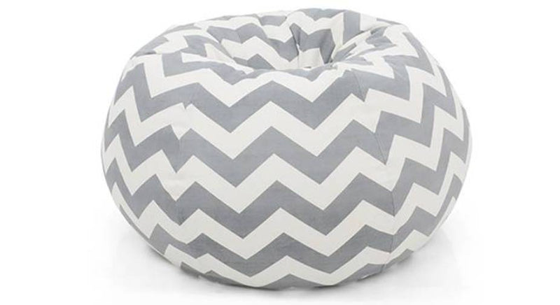 Style Homez PREMIO, Classic 100% Cotton Canvas Printed Bean Bag Filled with Beans Fillers, XXL Size Chevron Grey Color
