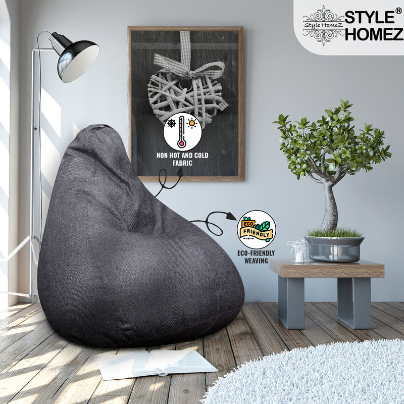 Style Homez ORGANIX Collection, Classic Bean Bag XXL Size Grey Color in Organic Jute Fabric, Cover Only