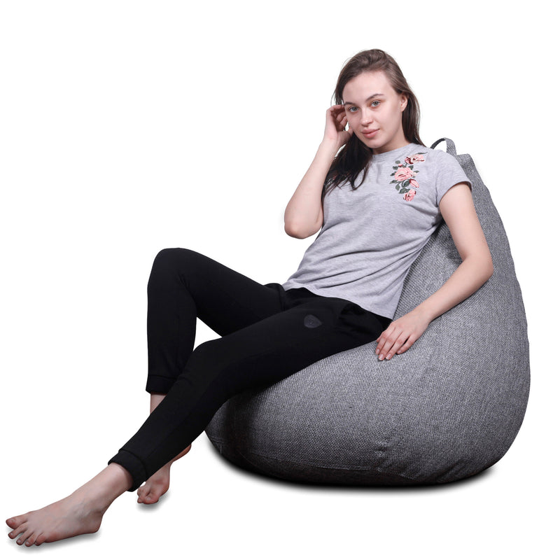Style Homez ORGANIX Collection, Classic Bean Bag XXL Size Grey Color in Organic Jute Fabric, Cover Only