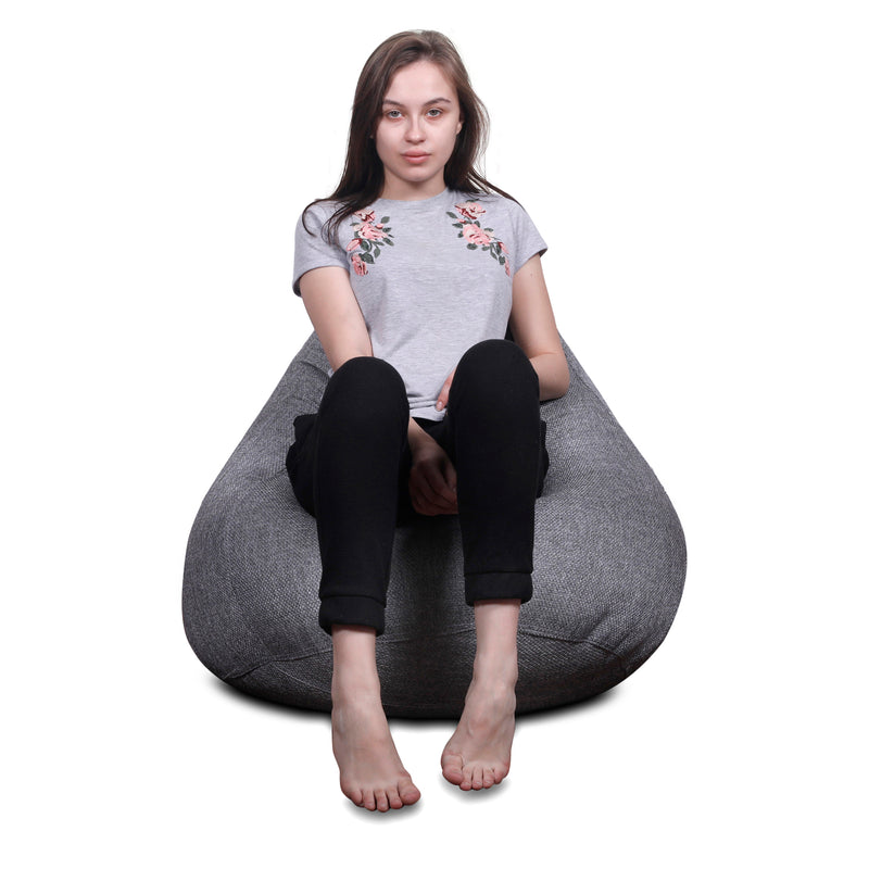 Style Homez ORGANIX Collection, Classic Bean Bag XXL Size Grey Color in Organic Jute Fabric, Filled with Beans Fillers