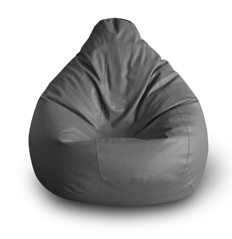 Style Homez Premium Leatherette Classic Bean Bag XXL Size Grey Color Cover Only