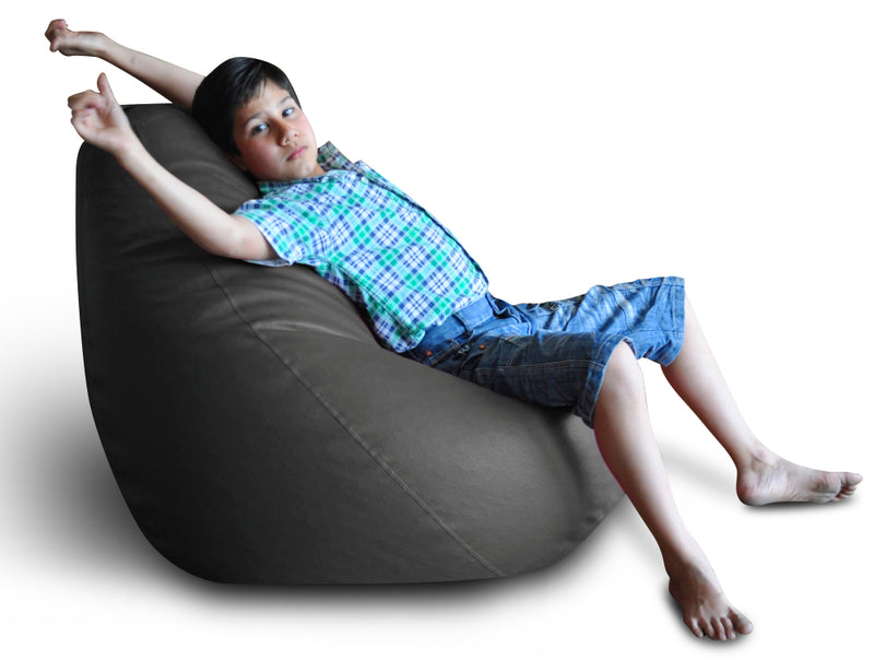Style Homez Premium Leatherette Classic Bean Bag XXL Size Grey Color Filled with Beans Fillers